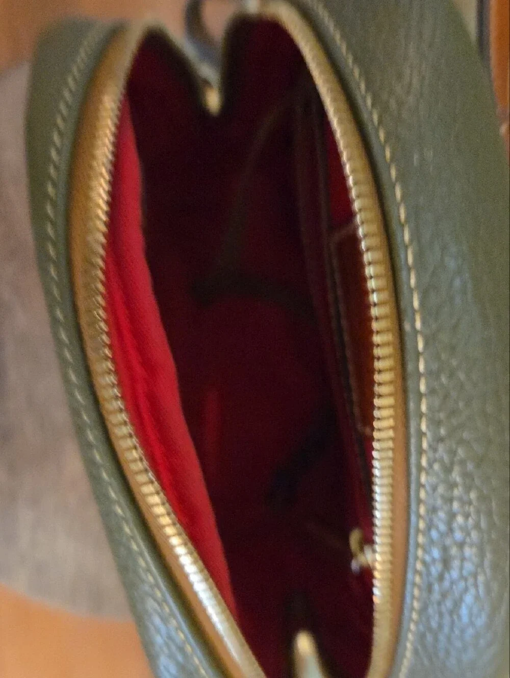 Dooney & Bourke Olive Green Leather Small Backpack with Brown Trim